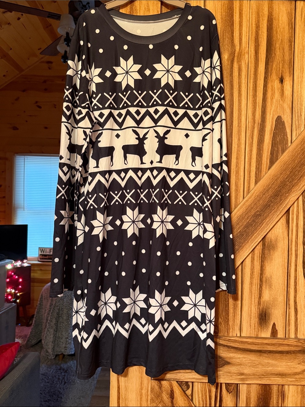 Navy & White Fair Isle Reindeer Crewneck Dress